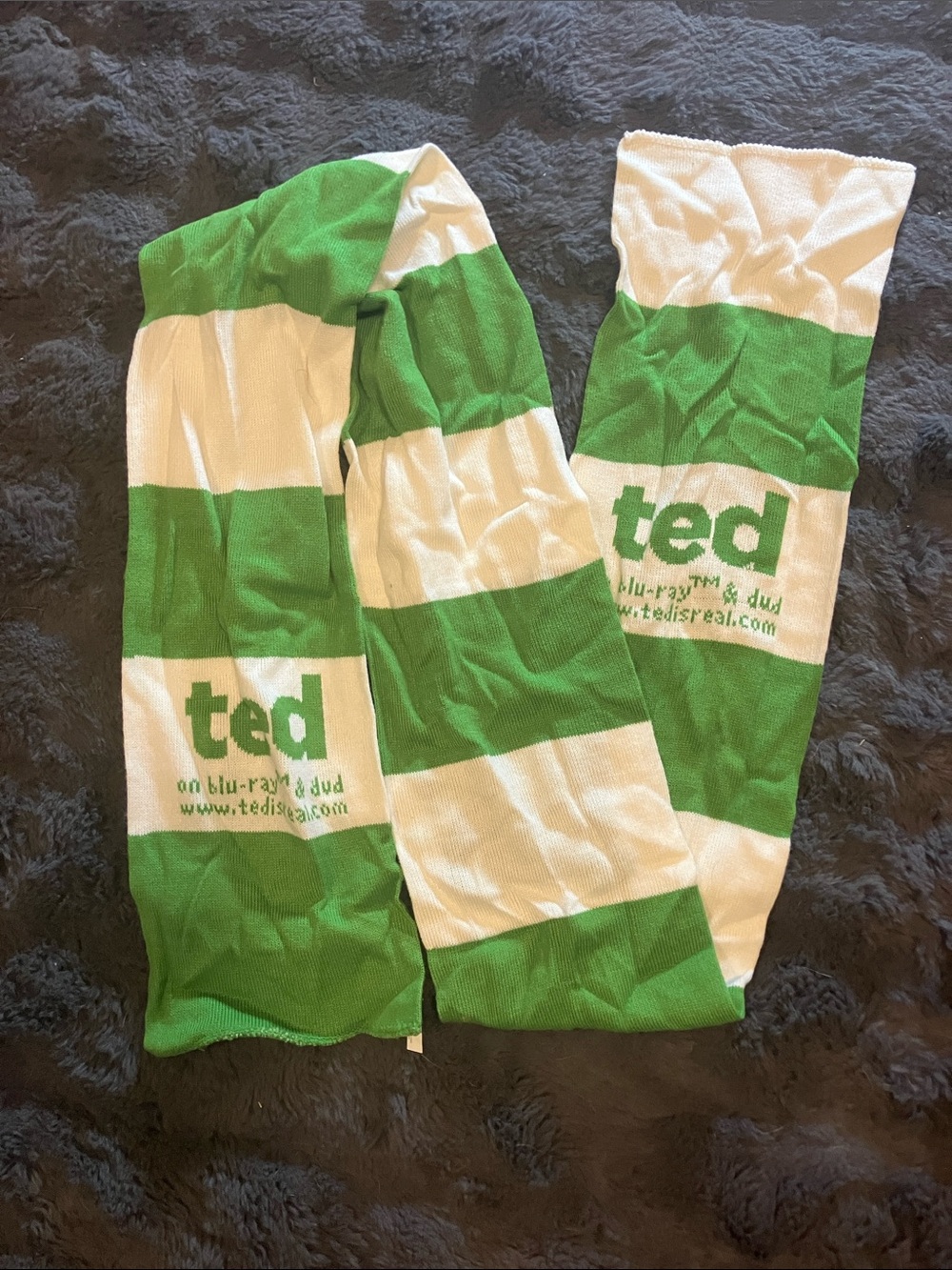 ted the movie Universal Green and White Striped Scarf - "ted" Logo